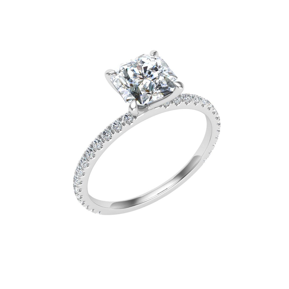 Cascade Asscher Cut Solitaire Moissanite Engagement Ring White Gold