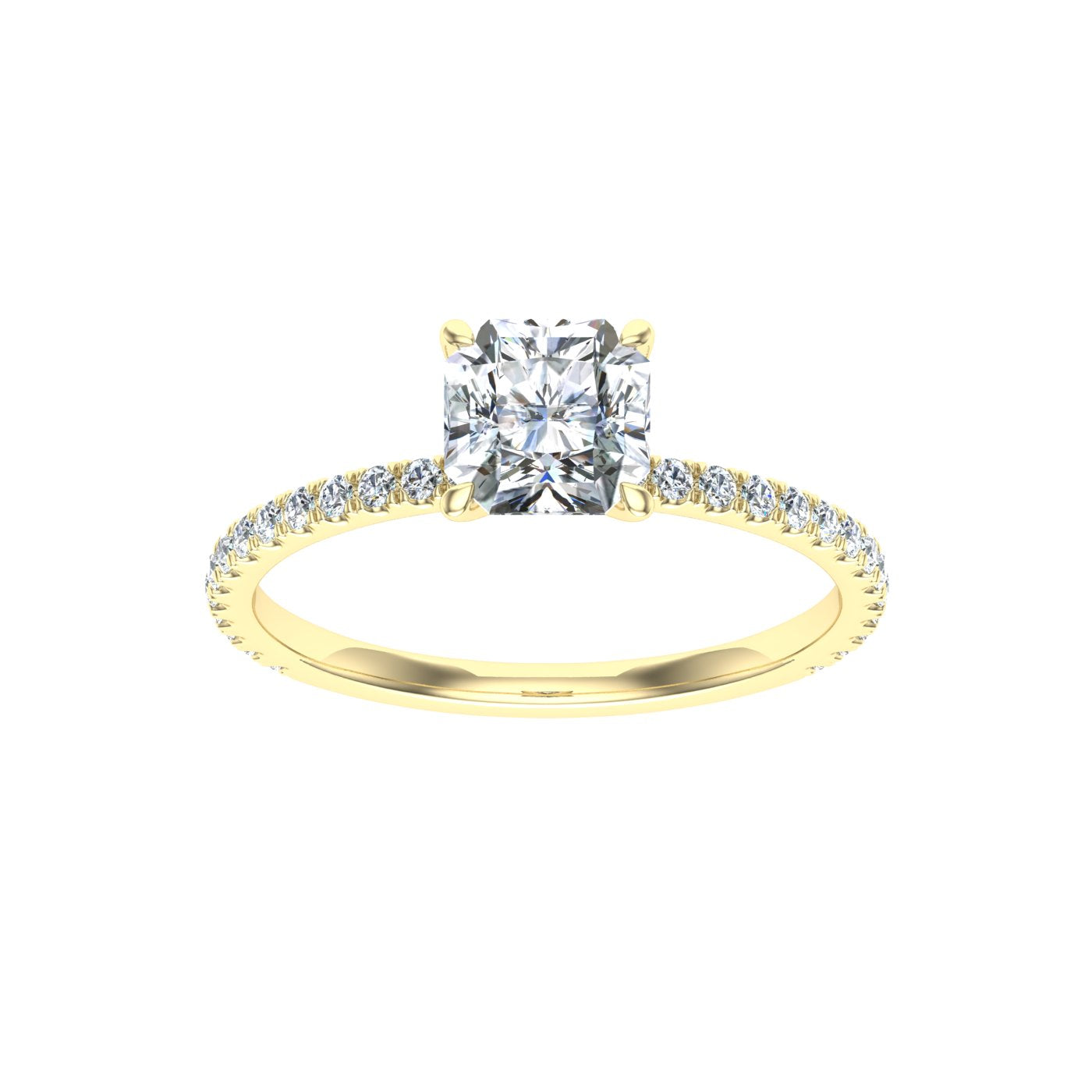 Cascade Asscher Cut Solitaire Moissanite Engagement Ring Yellow Gold