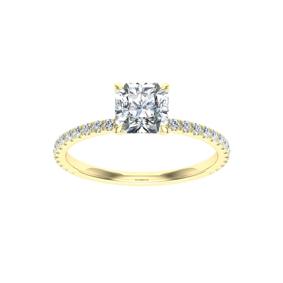 Cascade Asscher Cut Solitaire Moissanite Engagement Ring Yellow Gold