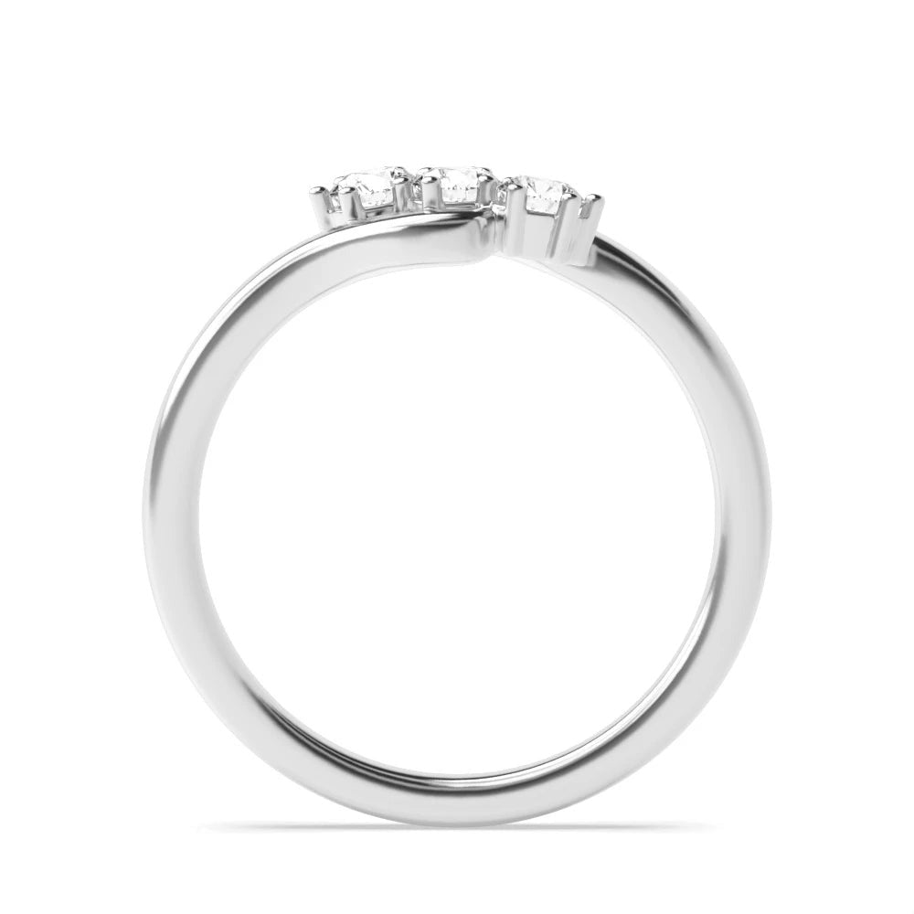 Casey 6 Prong Round Lab Grown Diamond Twisted Minimalist Three Stone Engagement Ring