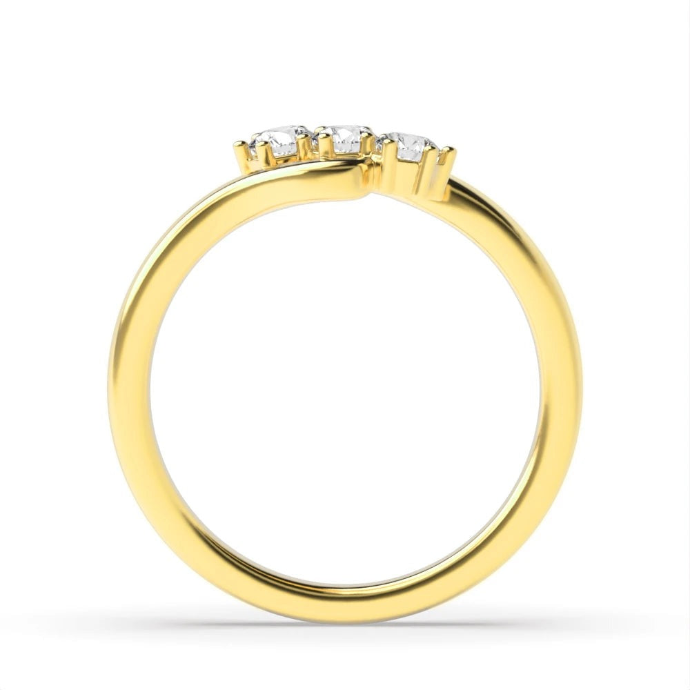 Casey 6 Prong Round Lab Grown Diamond Twisted Minimalist Three Stone Engagement Ring