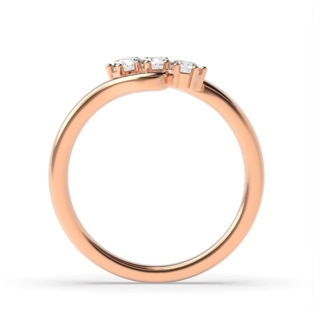 Casey 6 Prong Round Lab Grown Diamond Twisted Minimalist Three Stone Engagement Ring