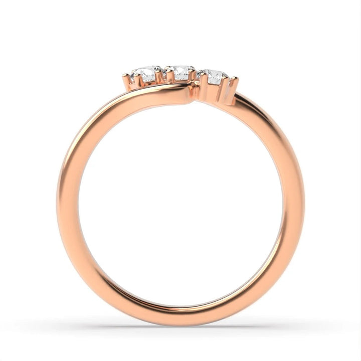 Casey 6 Prong Round Lab Grown Diamond Twisted Minimalist Three Stone Engagement Ring