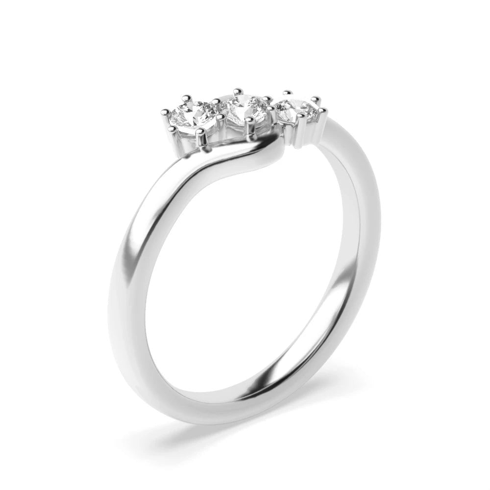 Casey 6 Prong Round Lab Grown Diamond Twisted Minimalist Three Stone Engagement Ring