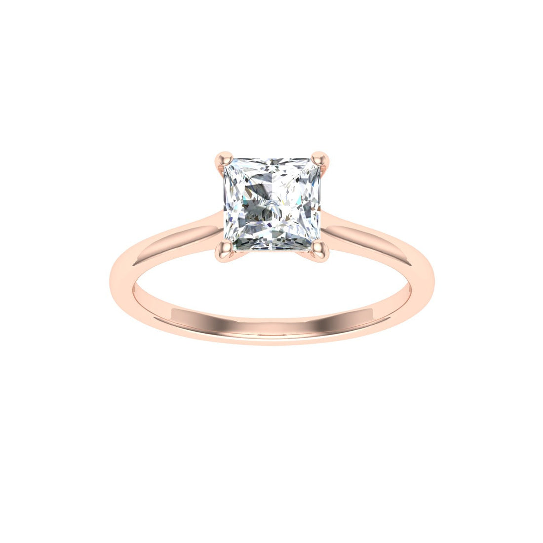 Celebration Princess Cut Solitaire Moissanite Engagement Ring Rose Gold