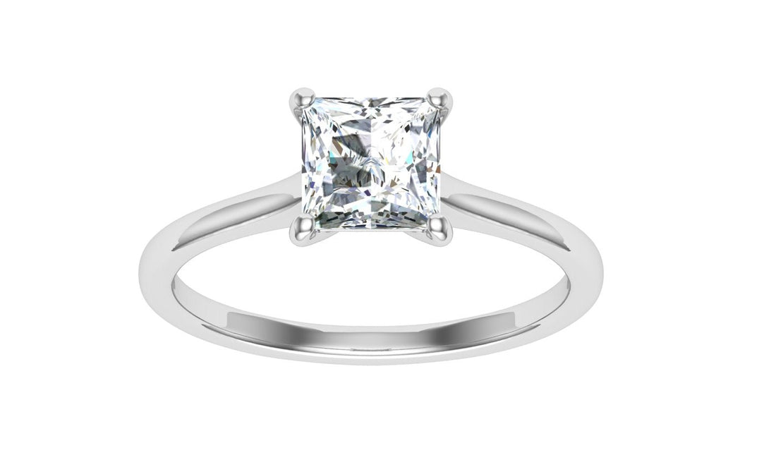 Celebration Princess Cut Solitaire Moissanite Engagement Ring White Gold