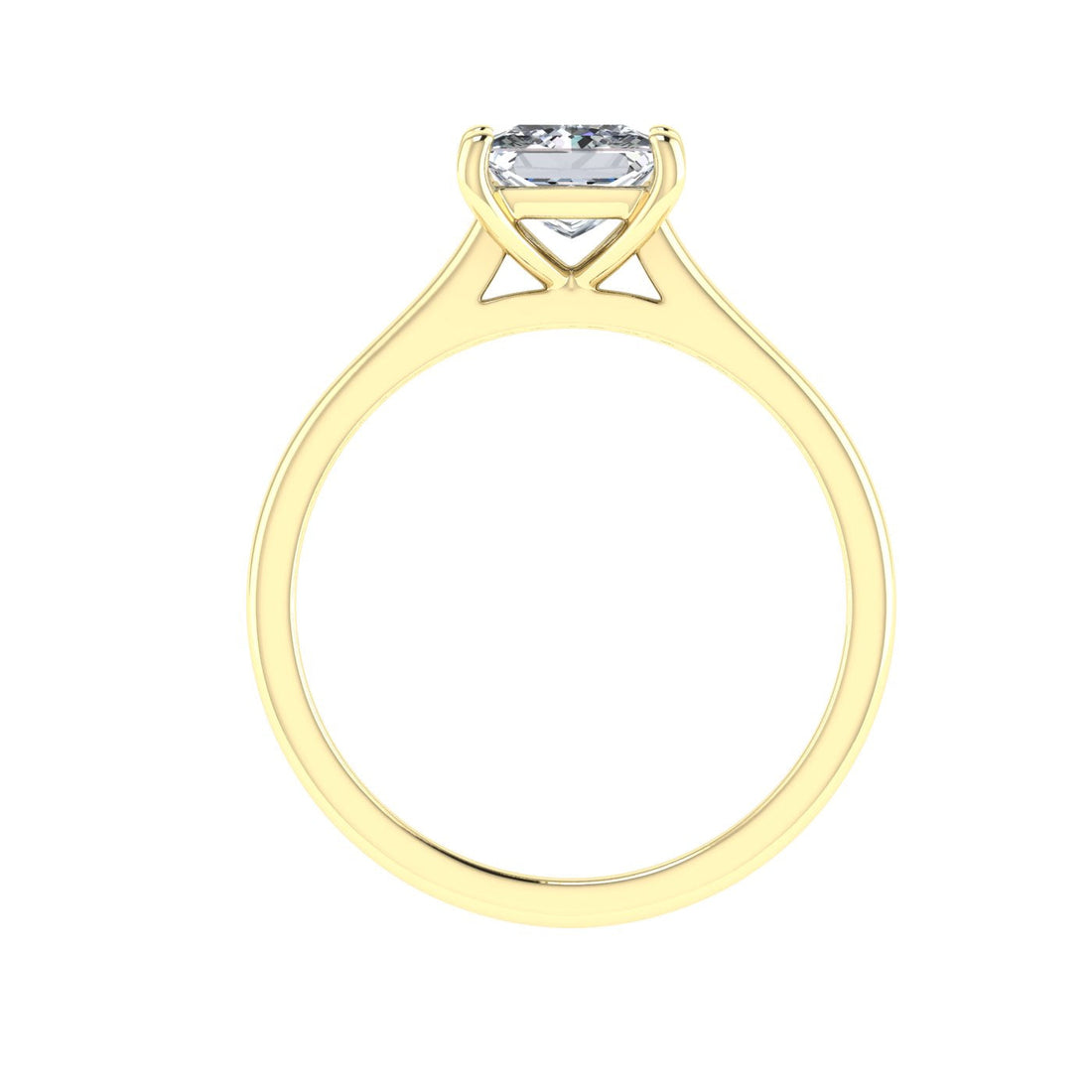 Celebration Princess Cut Solitaire Moissanite Engagement Ring Yellow Gold