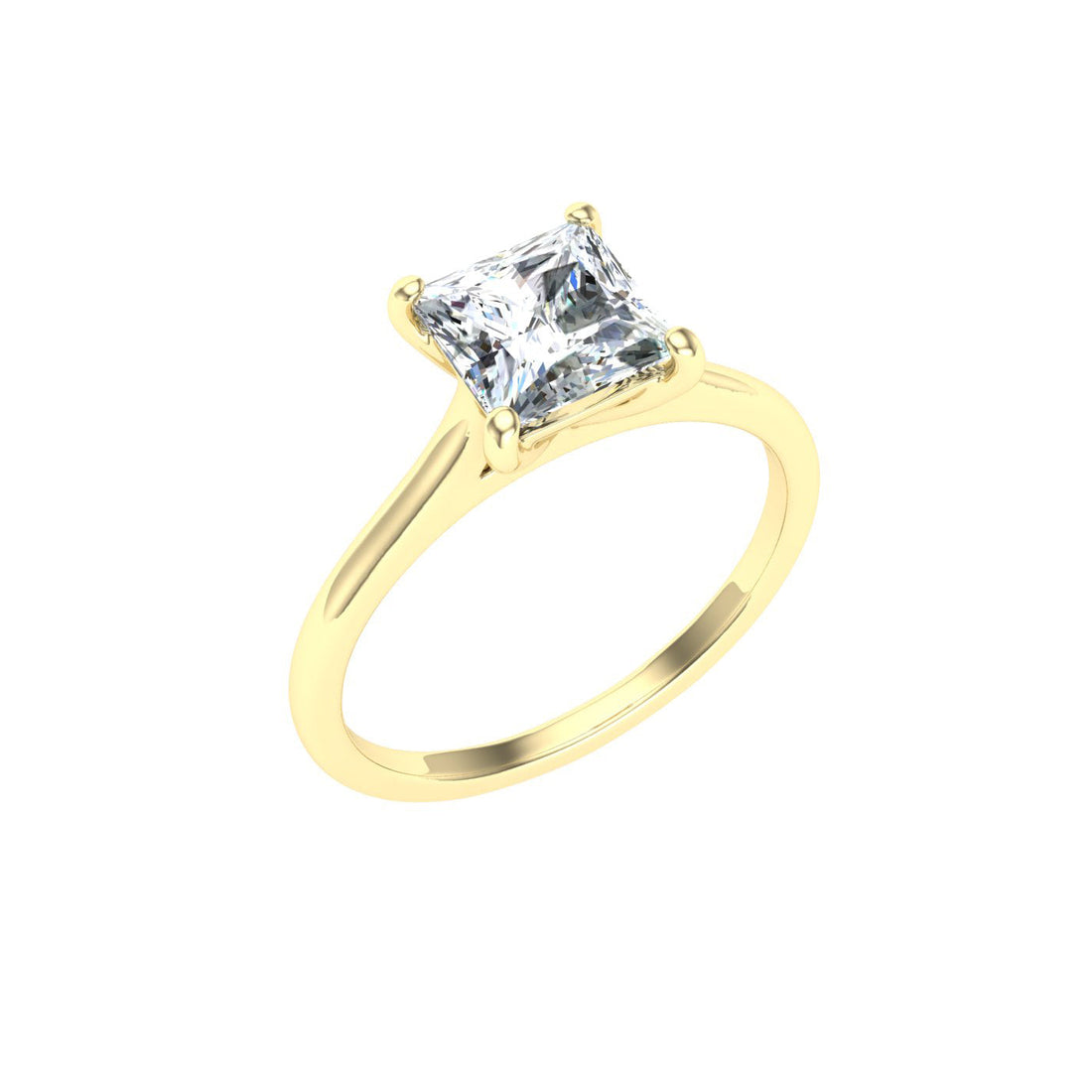 Celebration Princess Cut Solitaire Moissanite Engagement Ring Yellow Gold