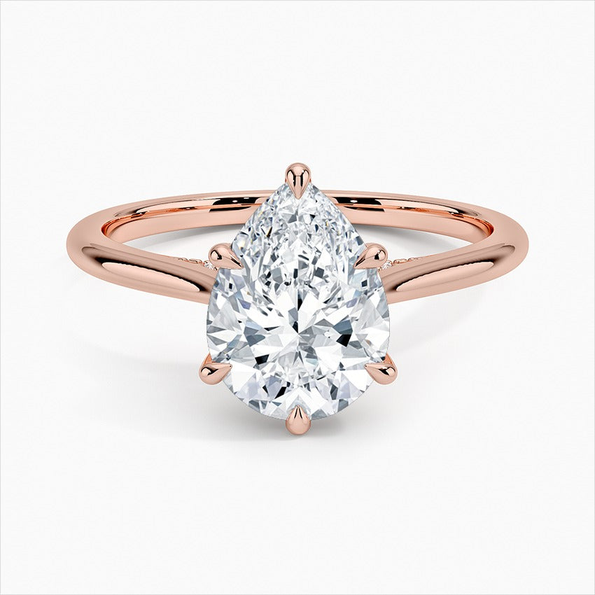 Stellar Pear Cut Solitaire Moissanite Engagement Ring Rose Gold