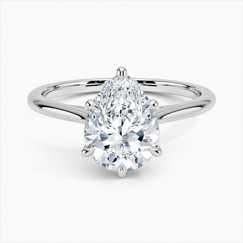 Stellar Pear Cut Solitaire Moissanite Engagement Ring White Gold