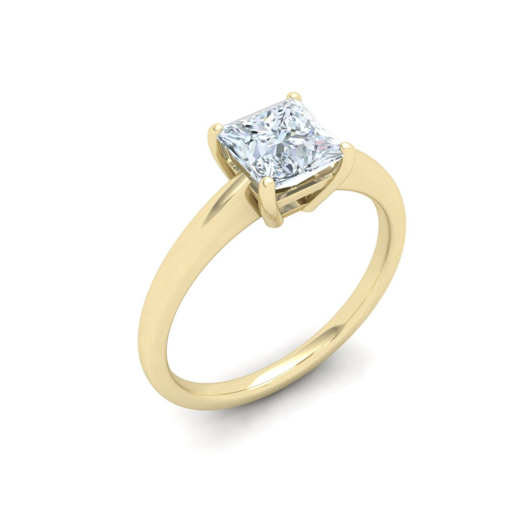 Celestia 1CT Princess Cut Solitaire Moissanite Engagement Ring Yellow Gold