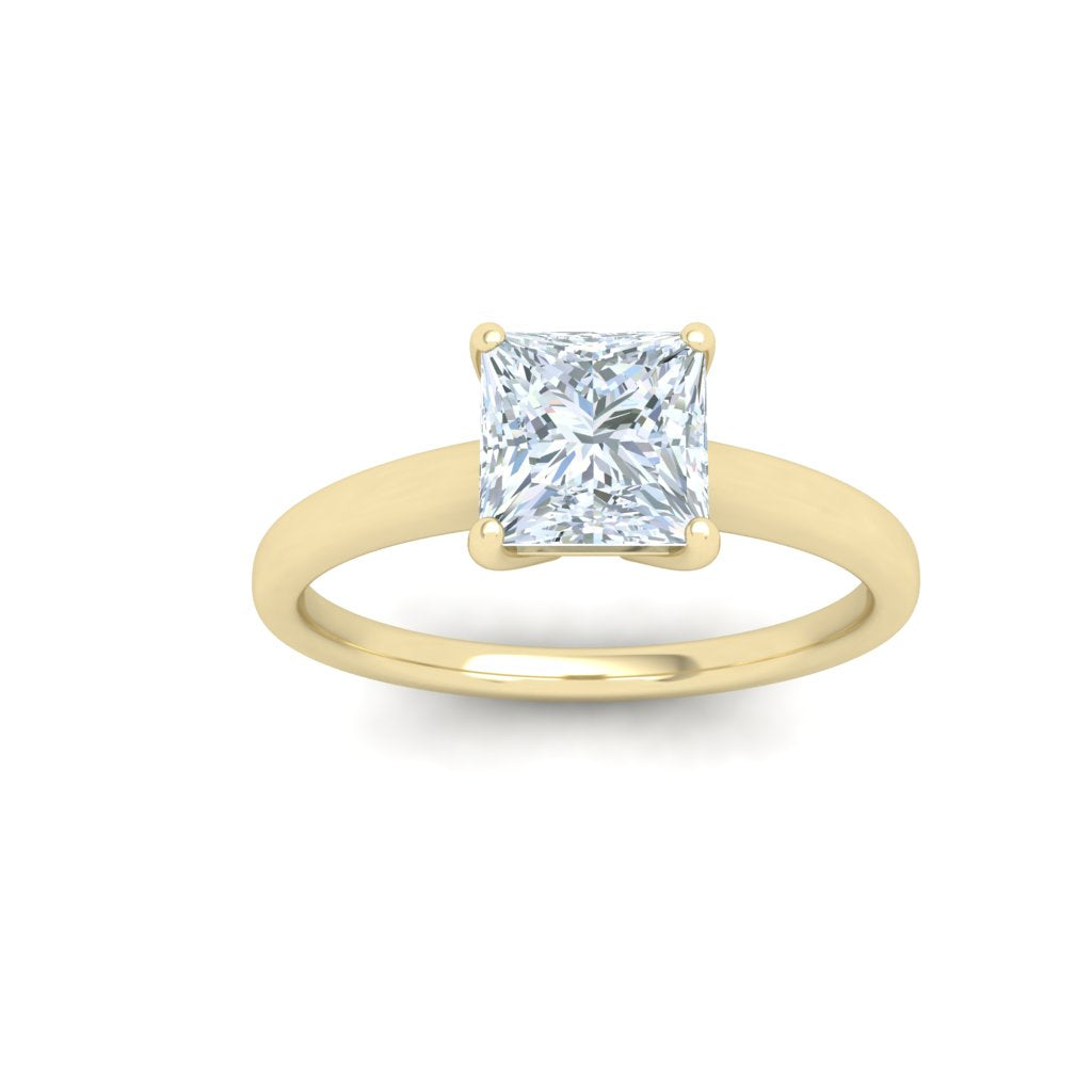 Celestia 1CT Princess Cut Solitaire Moissanite Engagement Ring Yellow Gold