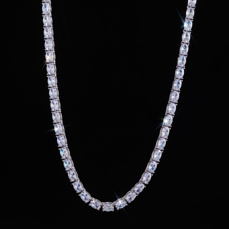 Celestial 4mm Moissanite Oval Tennis Chain White Gold