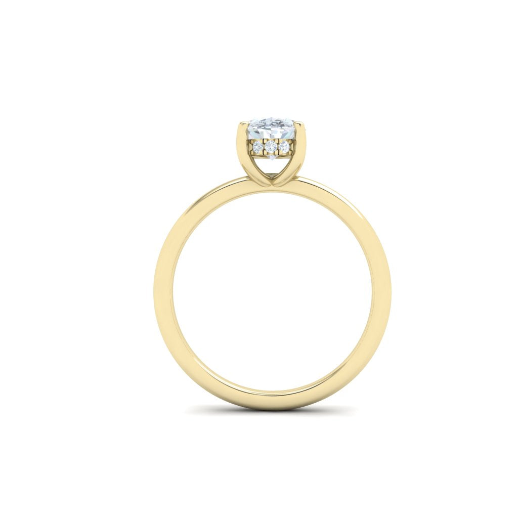 Celestial Oval Cut Solitaire Hidden Halo Moissanite Engagement Ring Yellow Gold