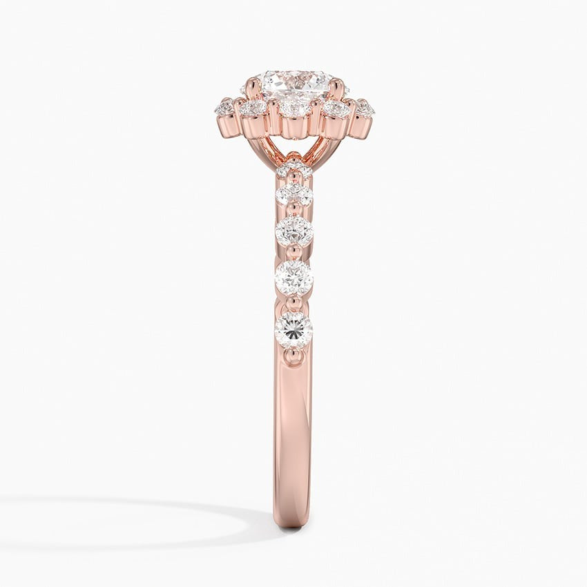 Celestina Round Halo Moissanite Engagement Ring Rose Gold