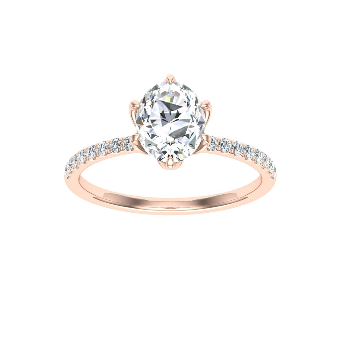 Celtic Oval Cut Scalloped Moissanite Engagement Ring Rose Gold 