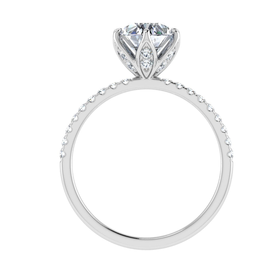 Celtic Oval Cut Scalloped Moissanite Engagement Ring White Gold