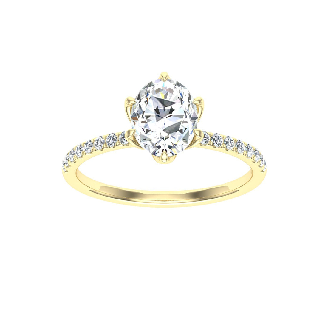 Celtic Oval Cut Scalloped Moissanite Engagement Ring Yellow Gold