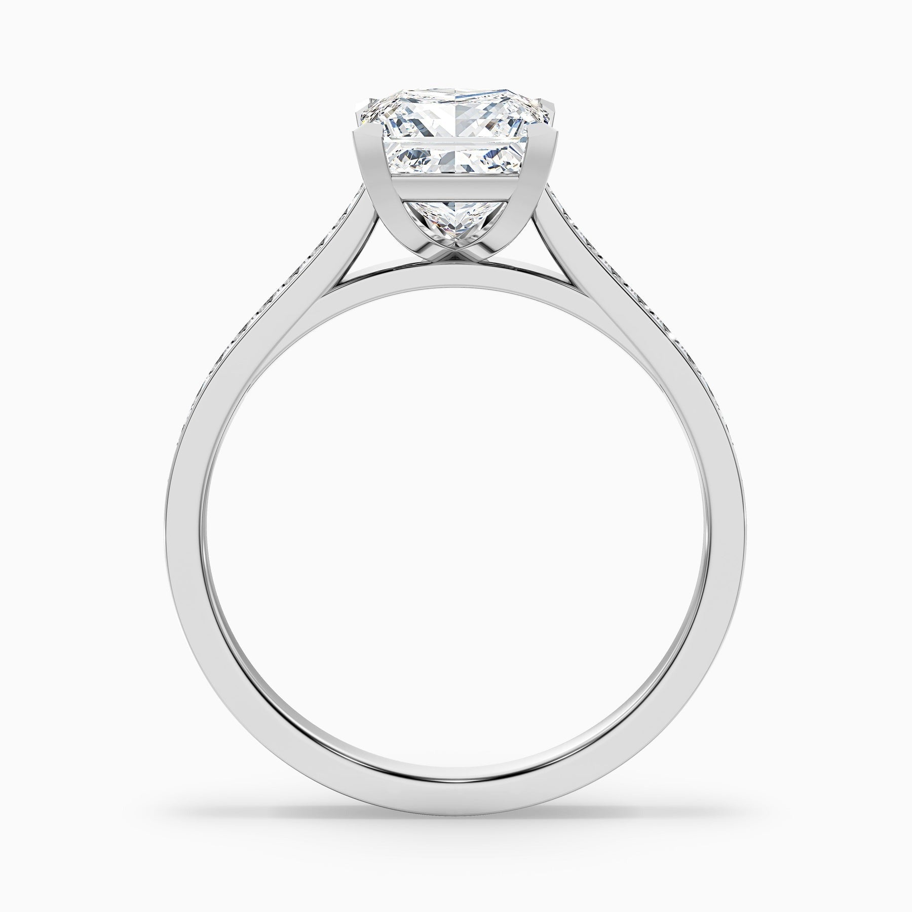 Centenary 1 Carat Princess Cut Side Stone Pave Lab Grown Diamond Ring in 14k White Gold