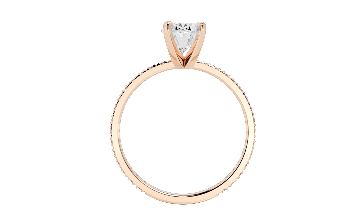 Centenary Oval Pave Moissanite Engagement Ring Rose Gold