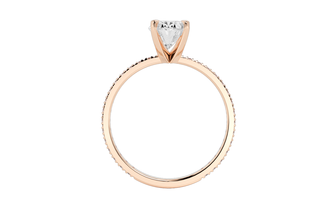 Centenary Oval Pave Moissanite Engagement Ring Rose Gold