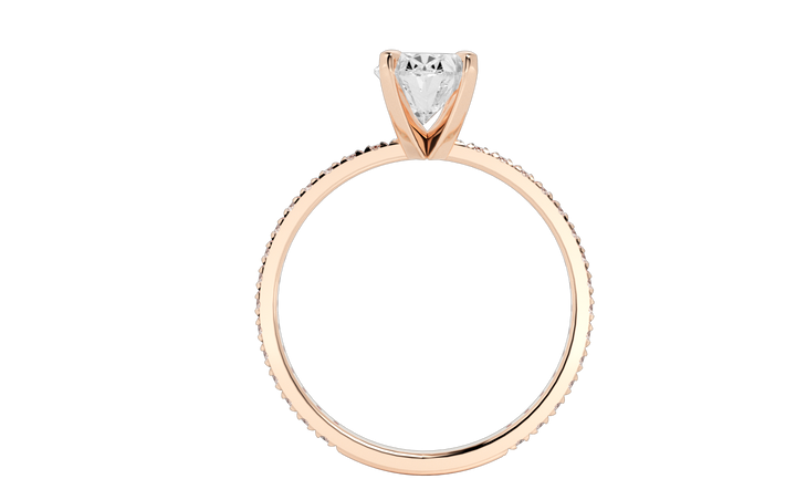 Centenary Oval Pave Moissanite Engagement Ring Rose Gold