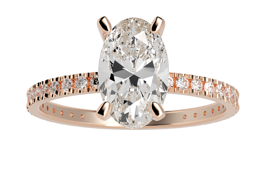 Centenary Oval Pave Moissanite Engagement Ring Rose Gold