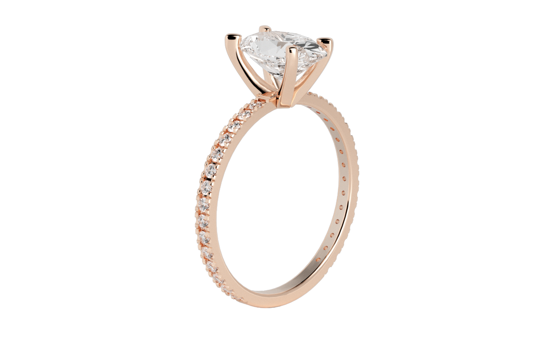 Centenary Oval Pave Moissanite Engagement Ring Rose Gold