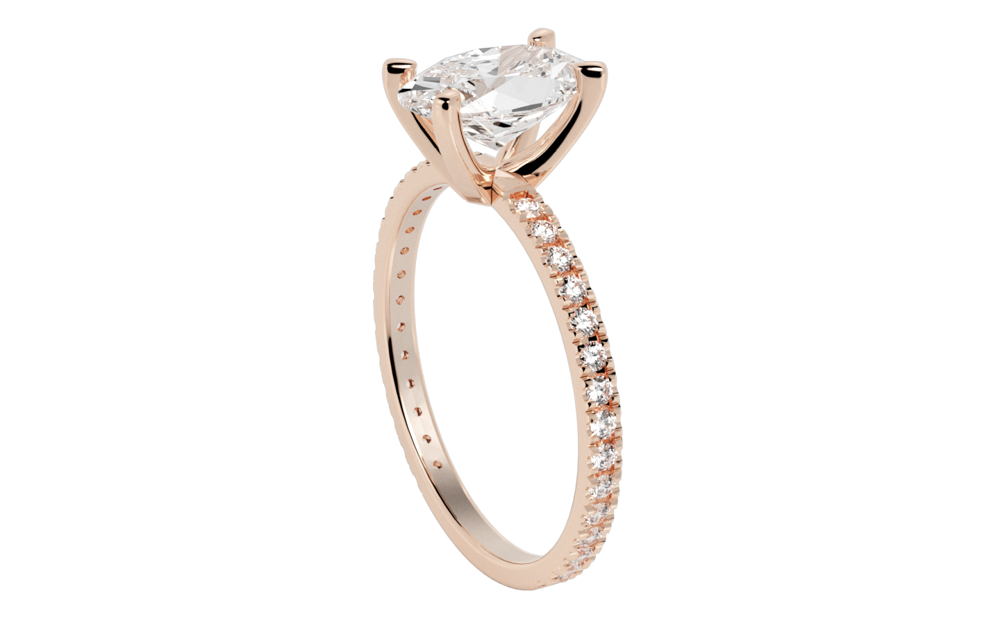 Centenary Oval Pave Moissanite Engagement Ring Rose Gold