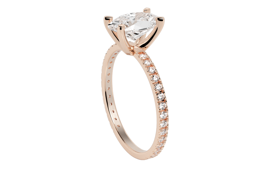 Centenary Oval Pave Moissanite Engagement Ring Rose Gold