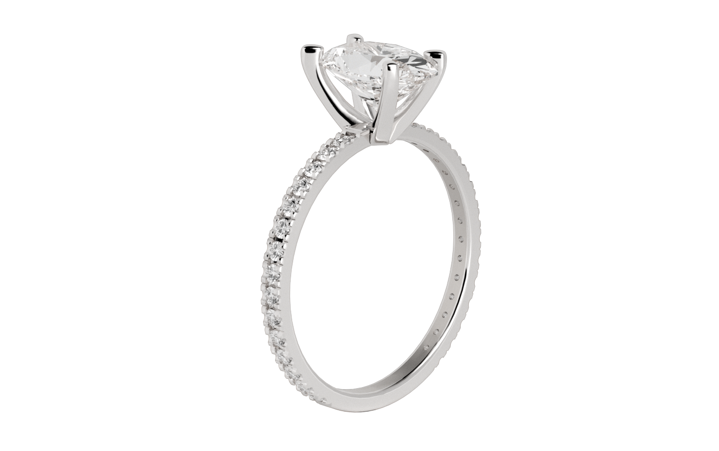 Centenary Oval Pave Moissanite Engagement Ring White Gold