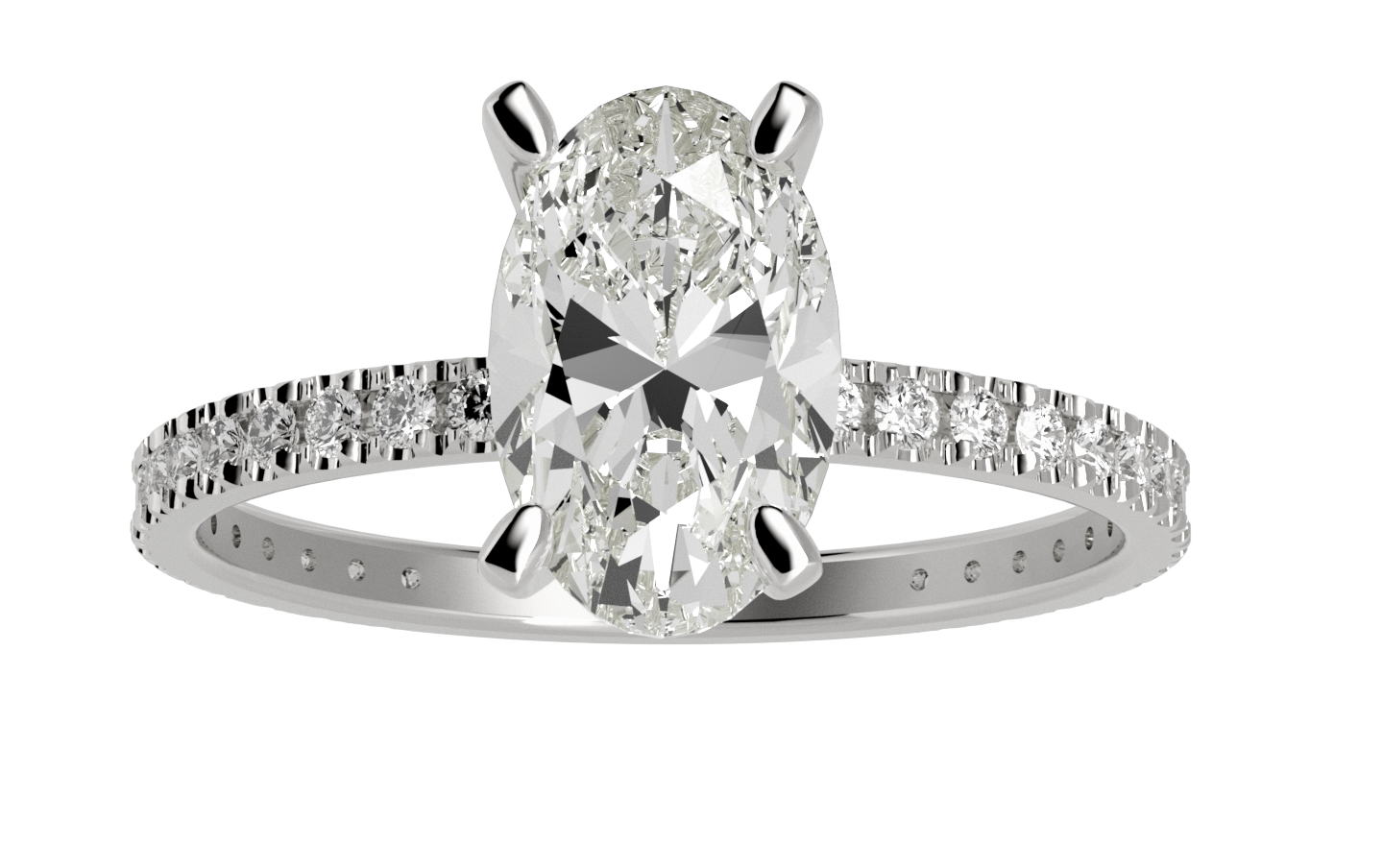 Centenary Oval Pave Moissanite Engagement Ring White Gold