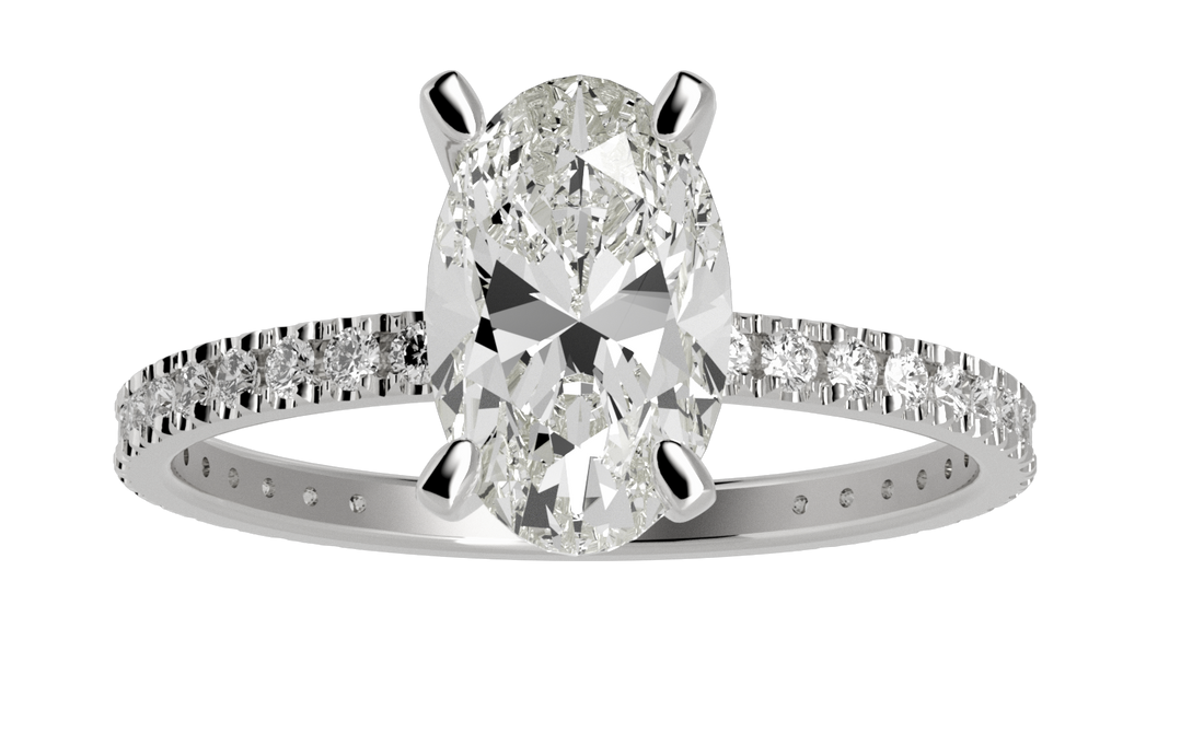 Centenary Oval Pave Moissanite Engagement Ring White Gold