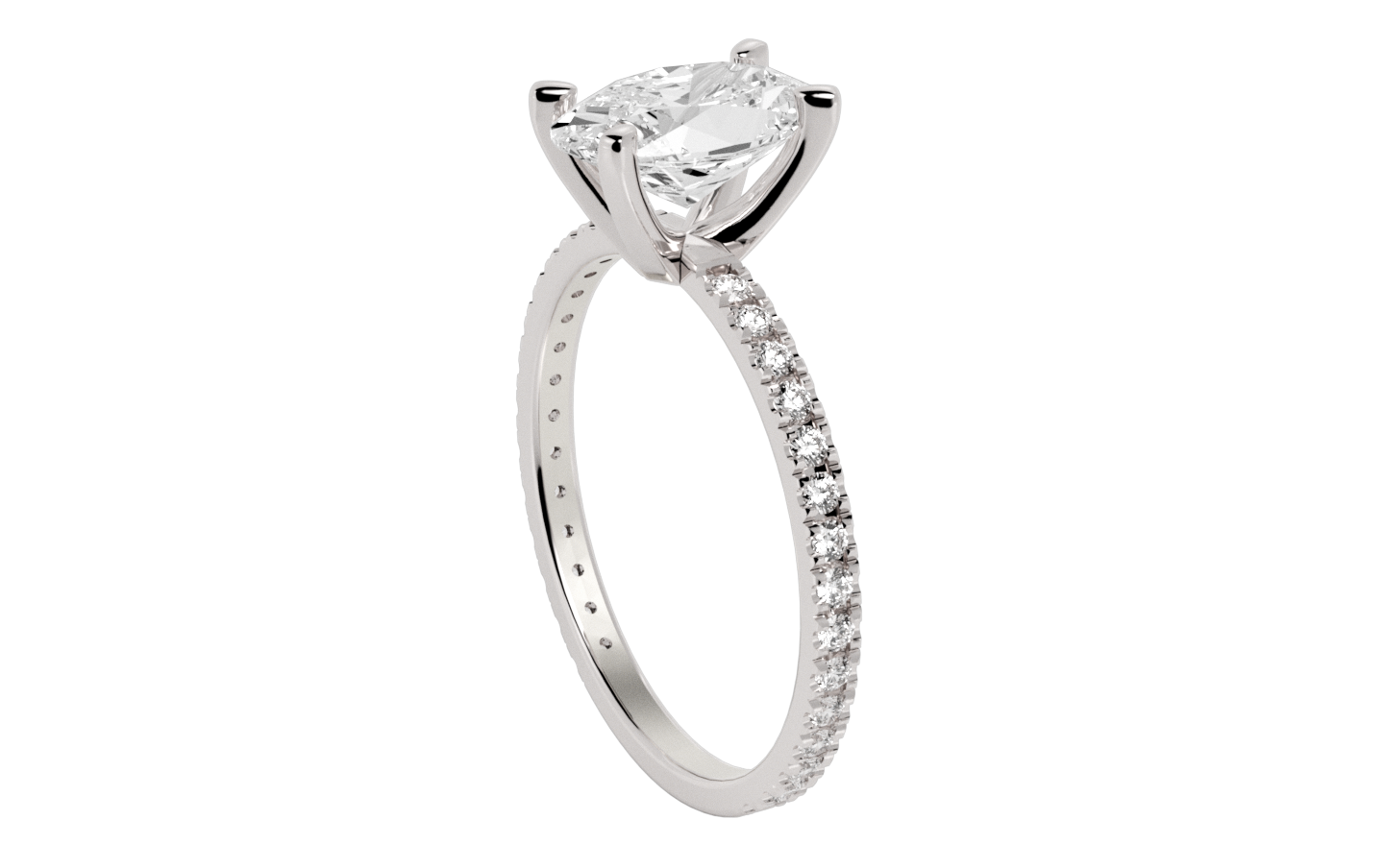 Centenary Oval Pave Moissanite Engagement Ring White Gold