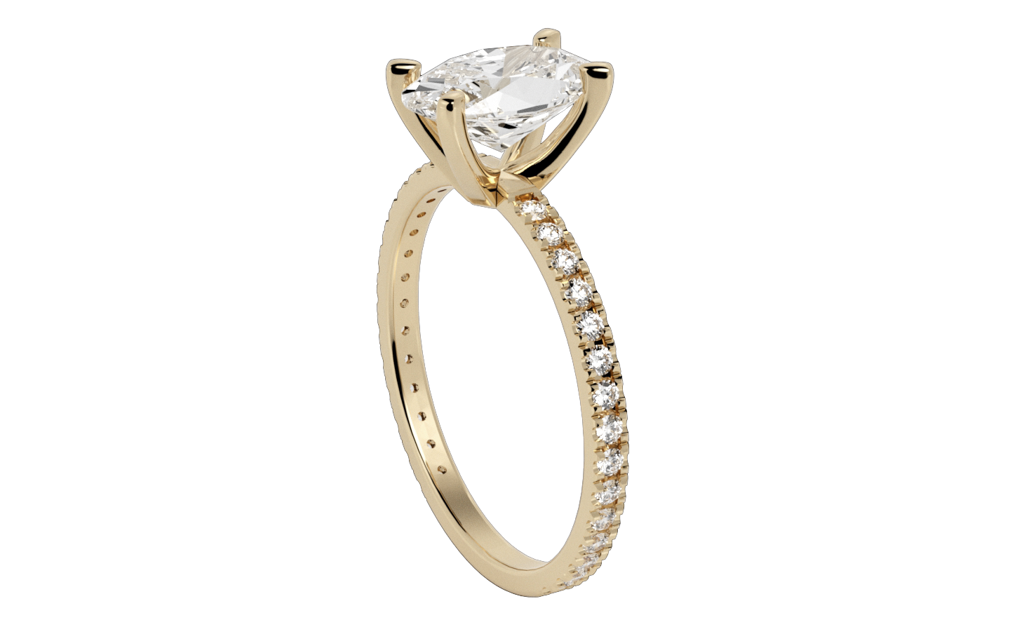 Centenary Oval Pave Moissanite Engagement Ring Yellow Gold