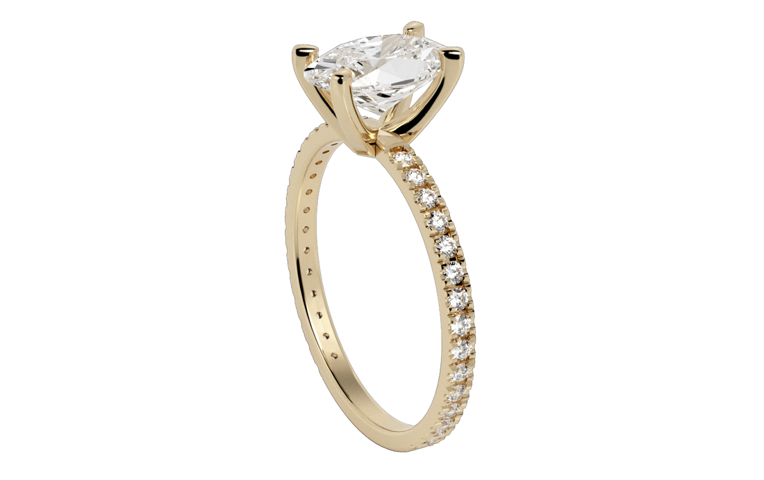 Centenary Oval Pave Moissanite Engagement Ring Yellow Gold