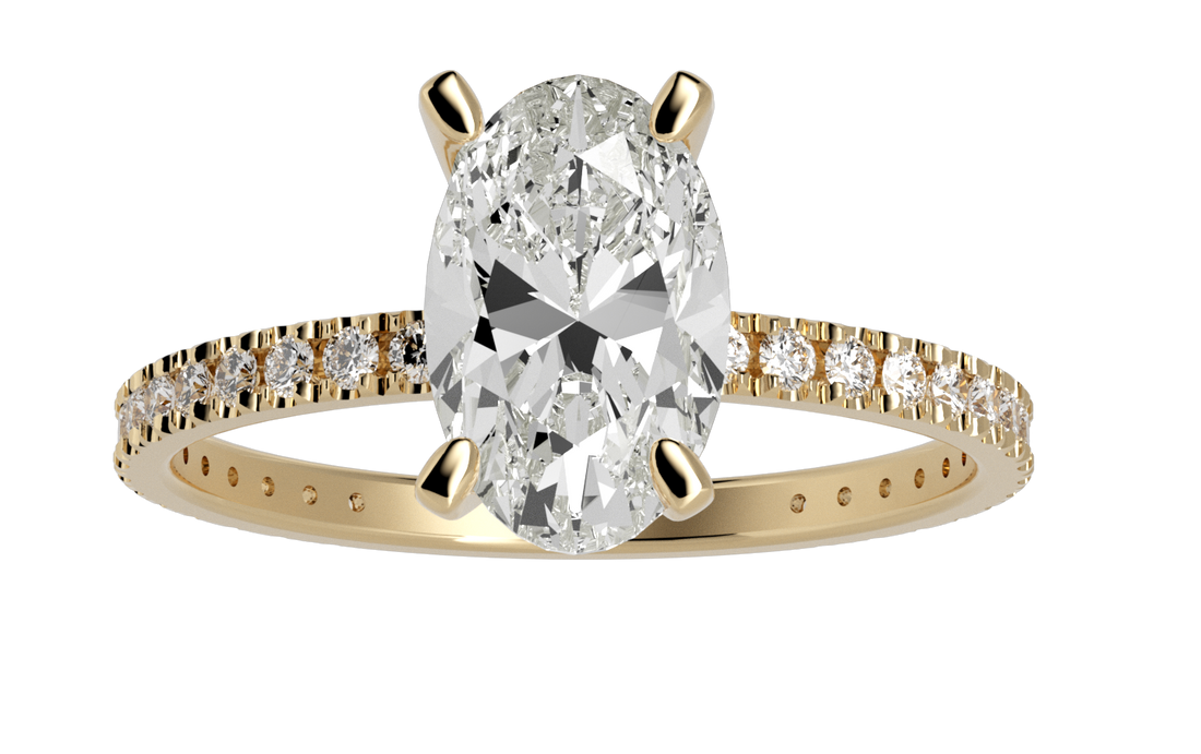 Centenary Oval Pave Moissanite Engagement Ring Yellow Gold