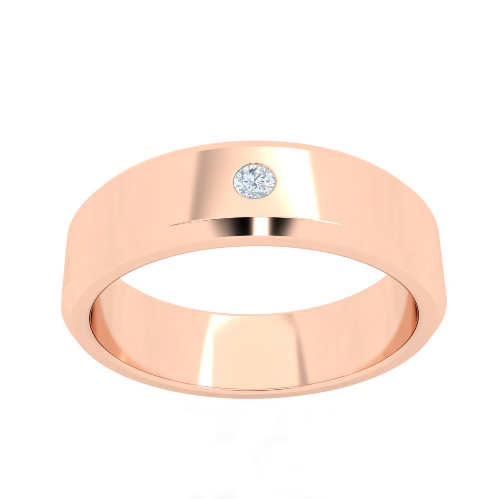 Center Stone Moissanite Wedding Band Rose Gold