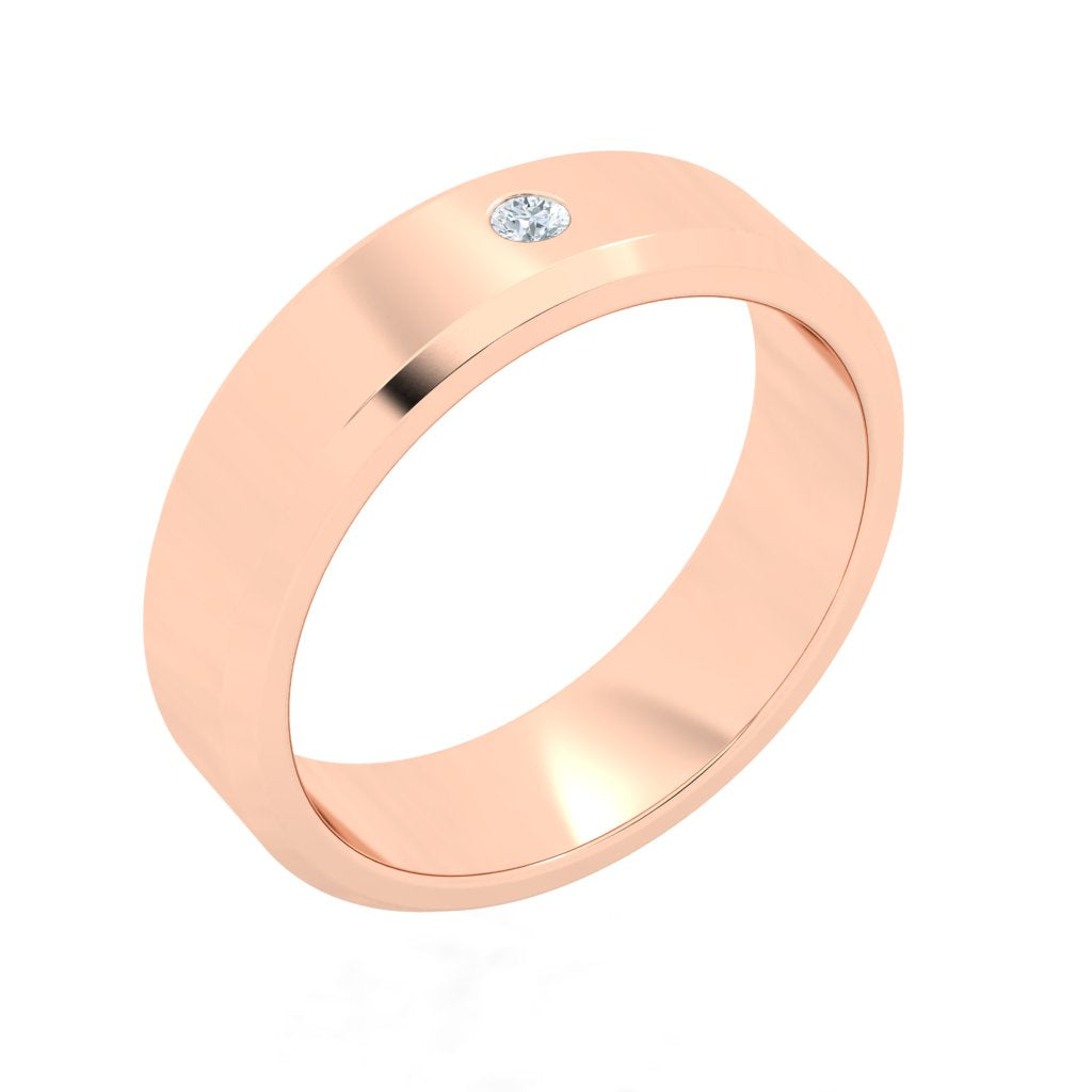 Center Stone Moissanite Wedding Band Rose Gold