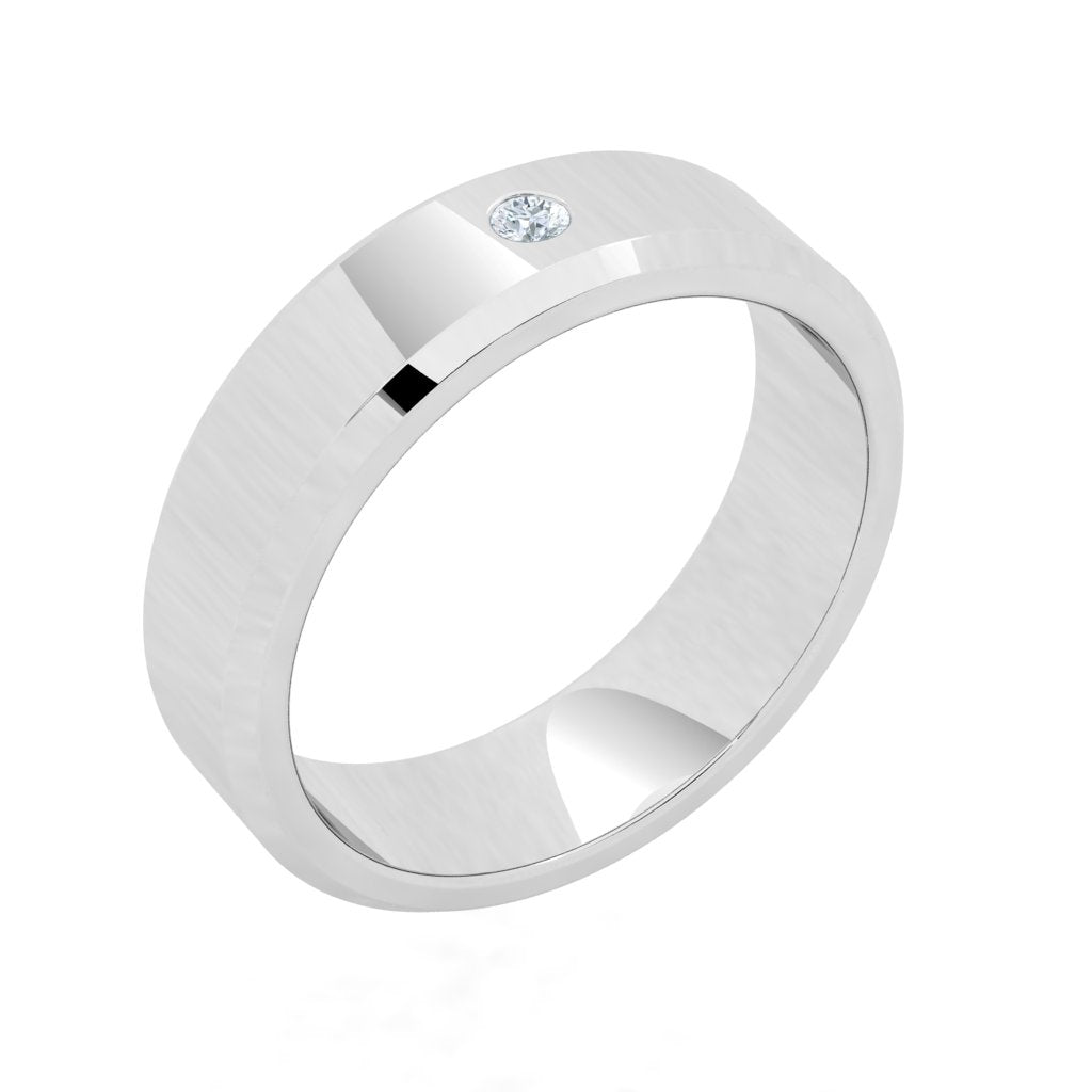 Center Stone Moissanite Wedding Band White Gold