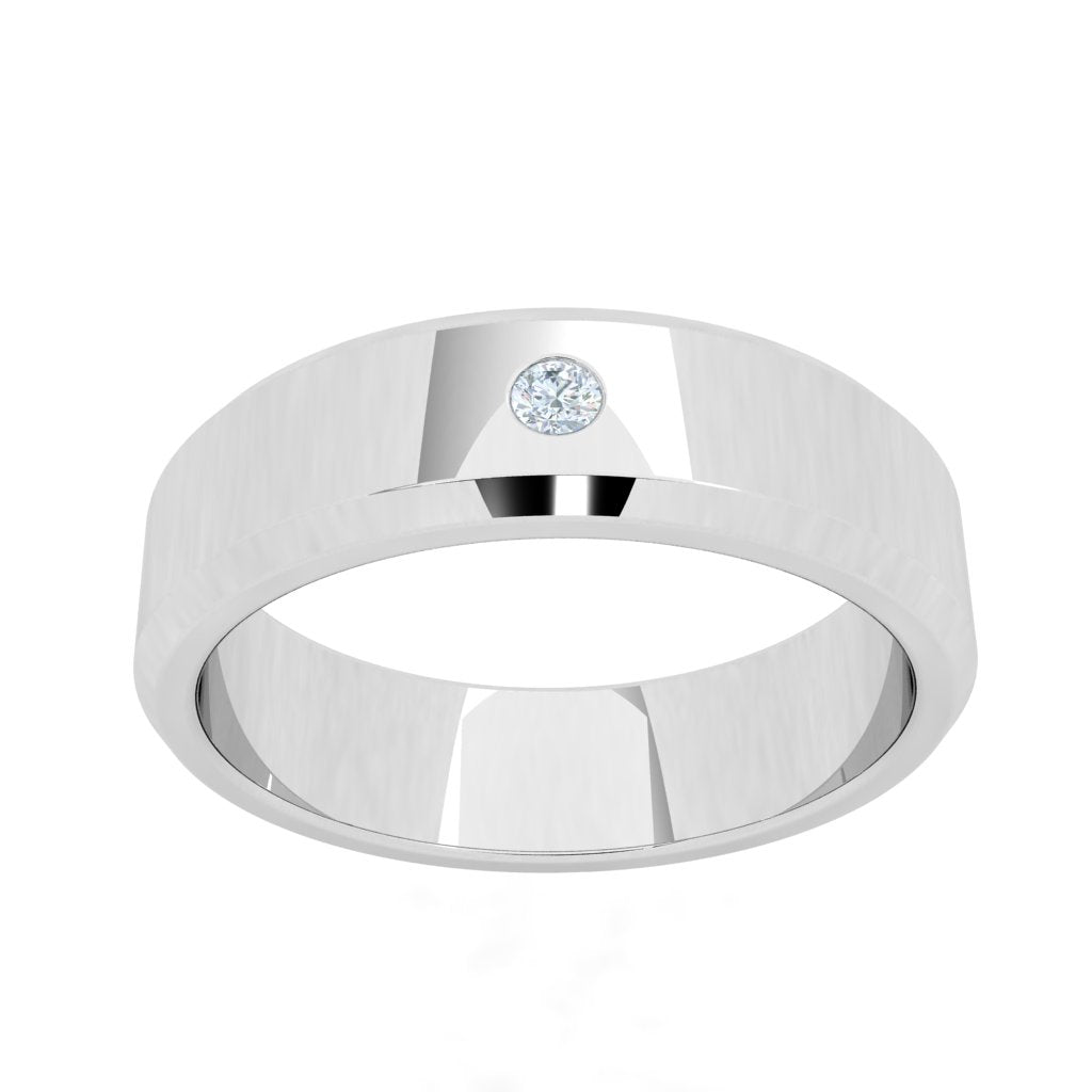 Center Stone Moissanite Wedding Band White Gold