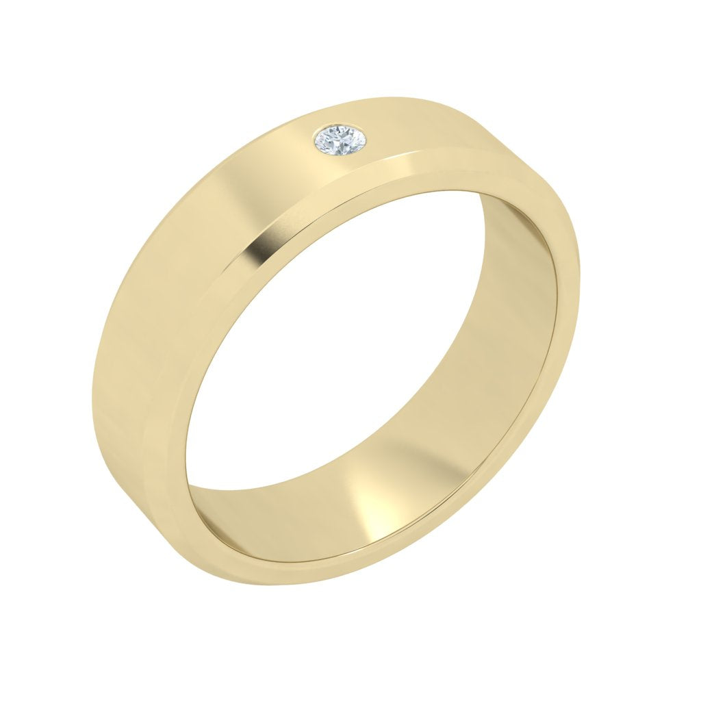 Center Stone Moissanite Wedding Band Yellow Gold