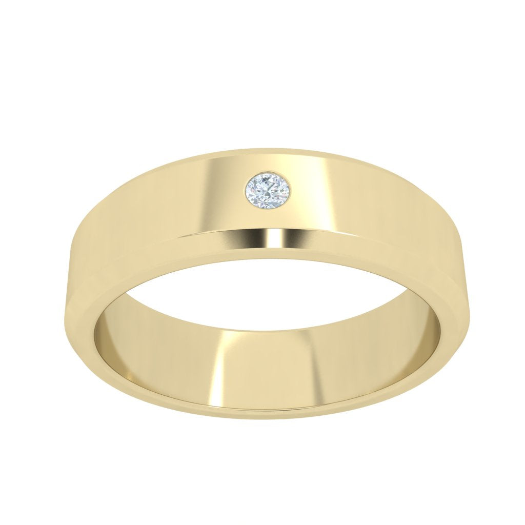 Center Stone Moissanite Wedding Band Yellow Gold