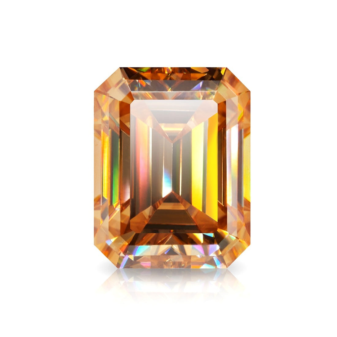 Champagne Emerald Shape Certified Moissanite