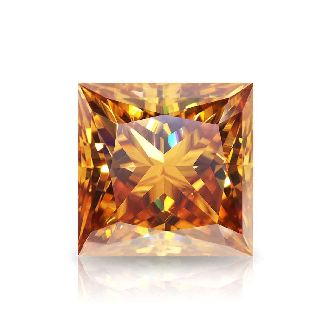 Champagne Princess Shape Certified Moissanite