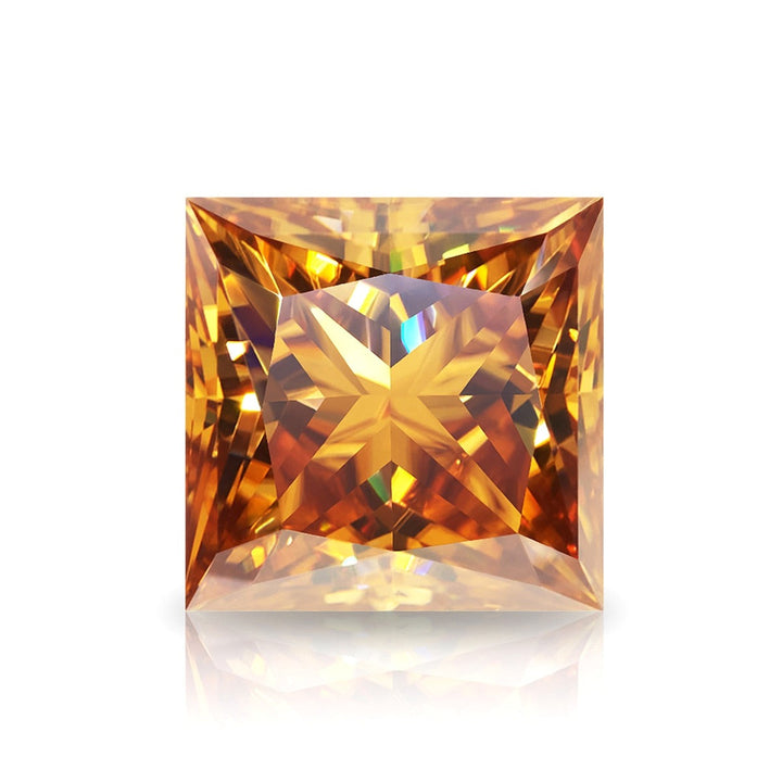 Champagne Princess Shape Certified Moissanite