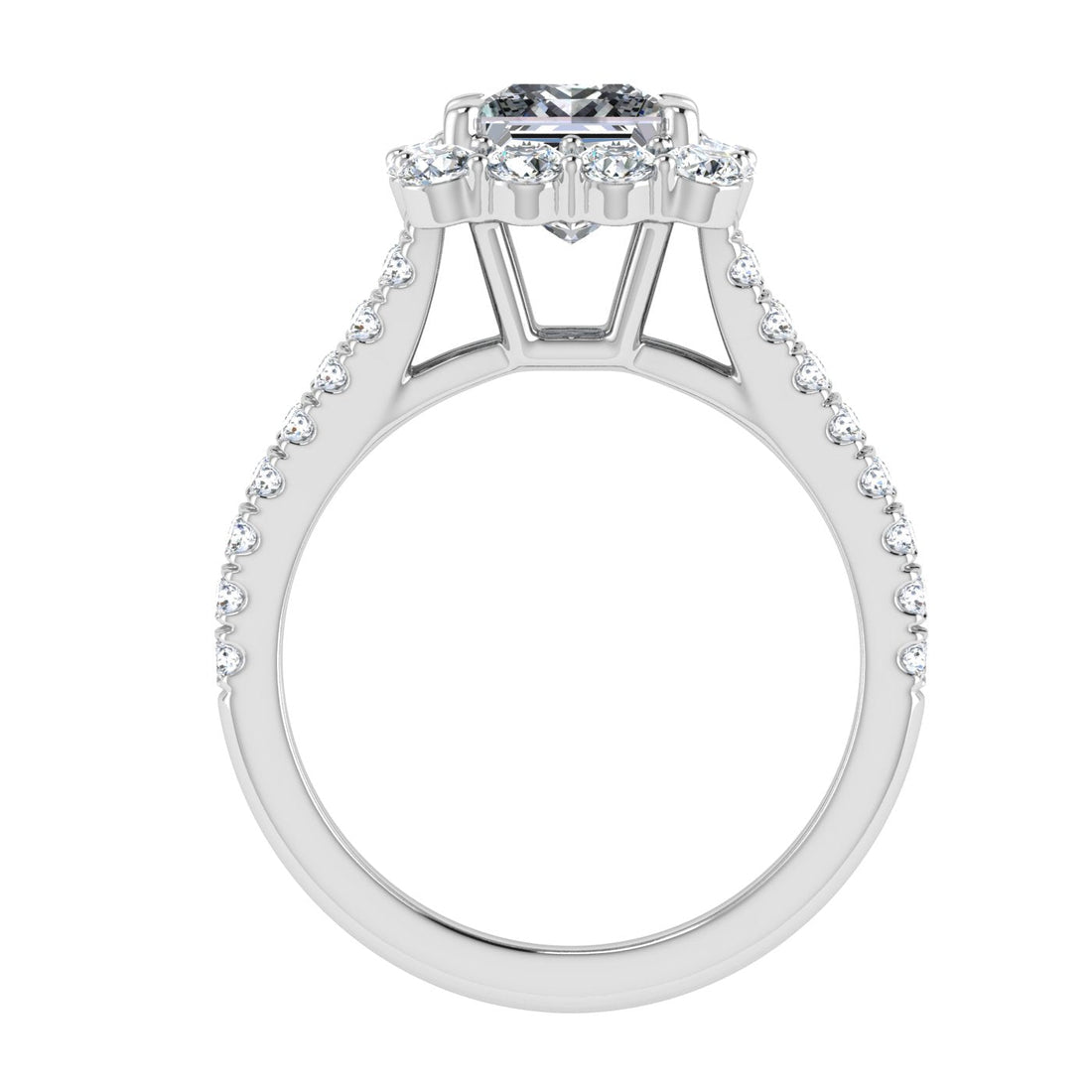 Cherished Princess Cut Halo Moissanite Engagement Ring White Gold