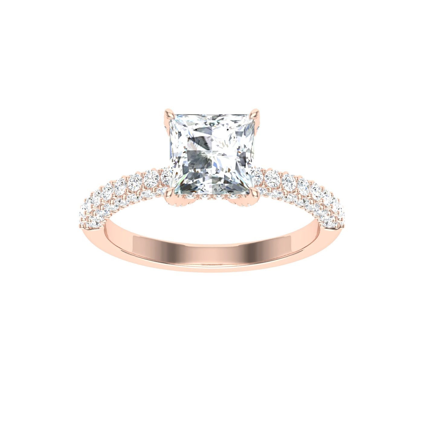 Cherished Princess Cut Micro Pavé Moissanite Engagement Ring Rose Gold