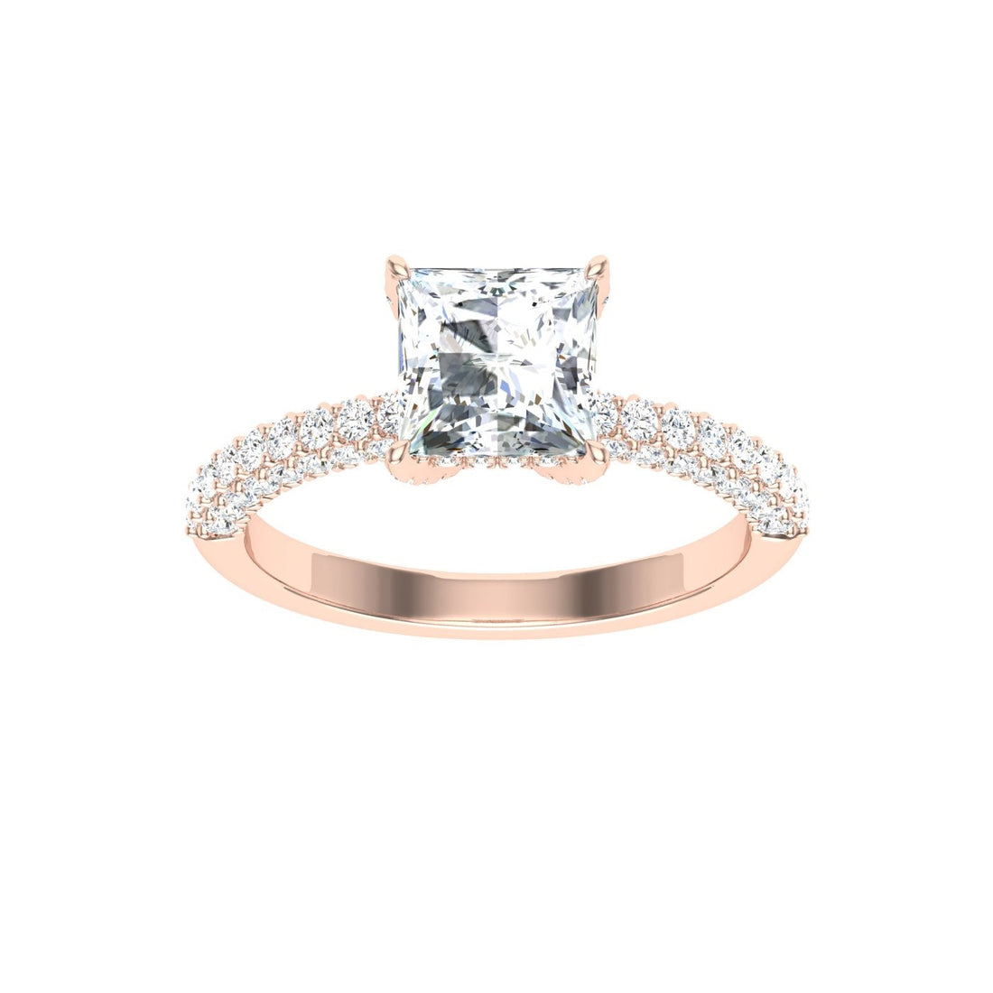 Cherished Princess Cut Micro Pavé Moissanite Engagement Ring Rose Gold