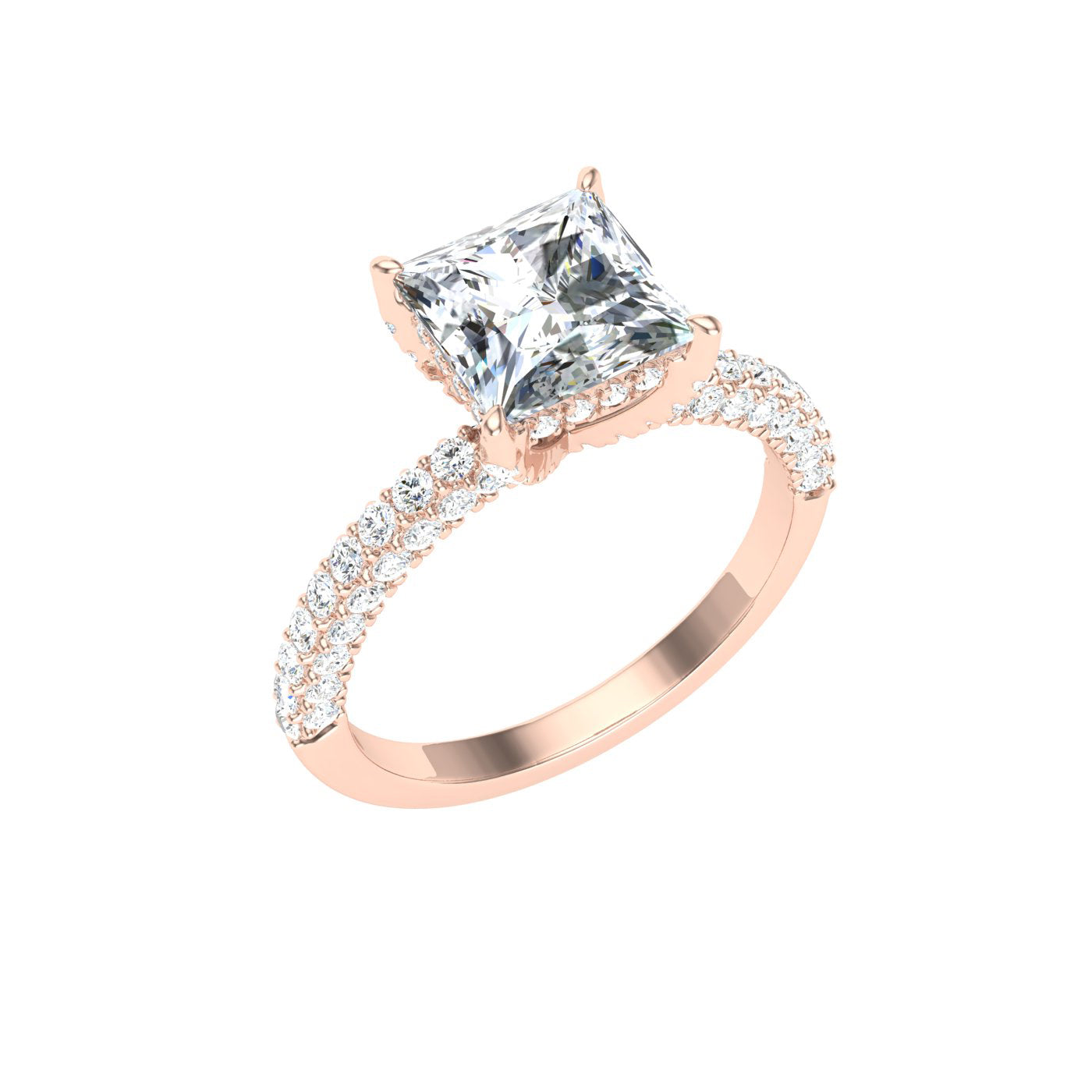 Cherished Princess Cut Micro Pavé Moissanite Engagement Ring Rose Gold